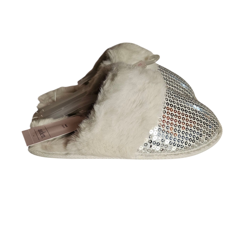 Auden Silver Sequin Women's Slippers with Fur
